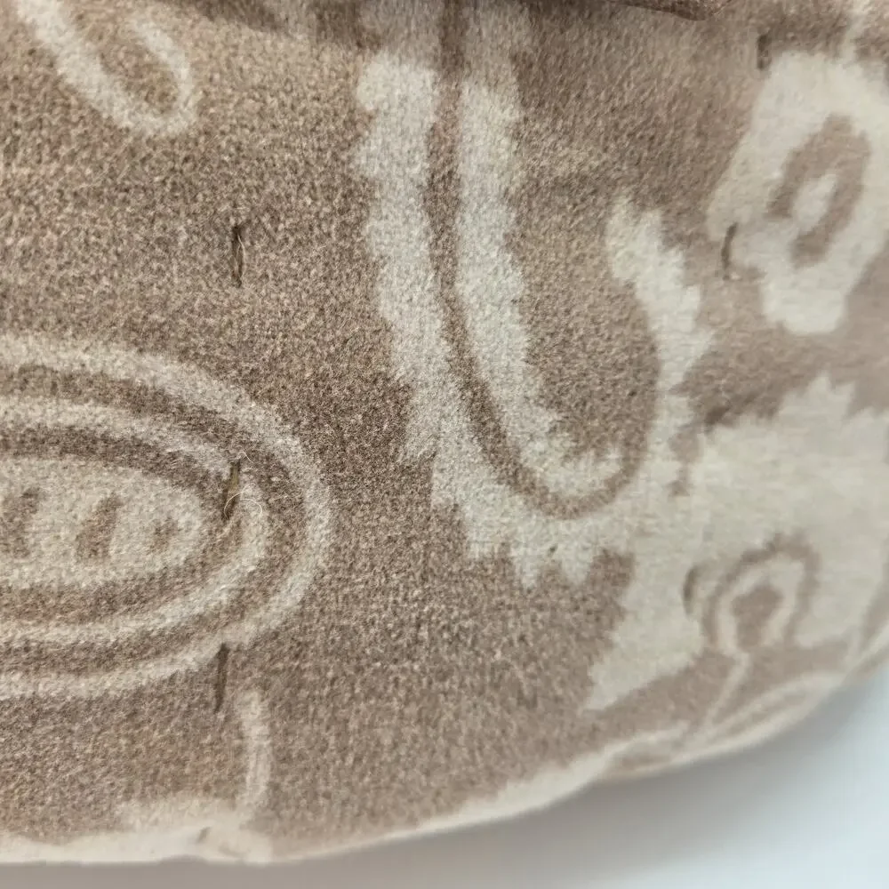 Nicole Miller Velvet Paisley QUEEN Quilt Hand Stitched Beige Brown NEW COTTAGE
